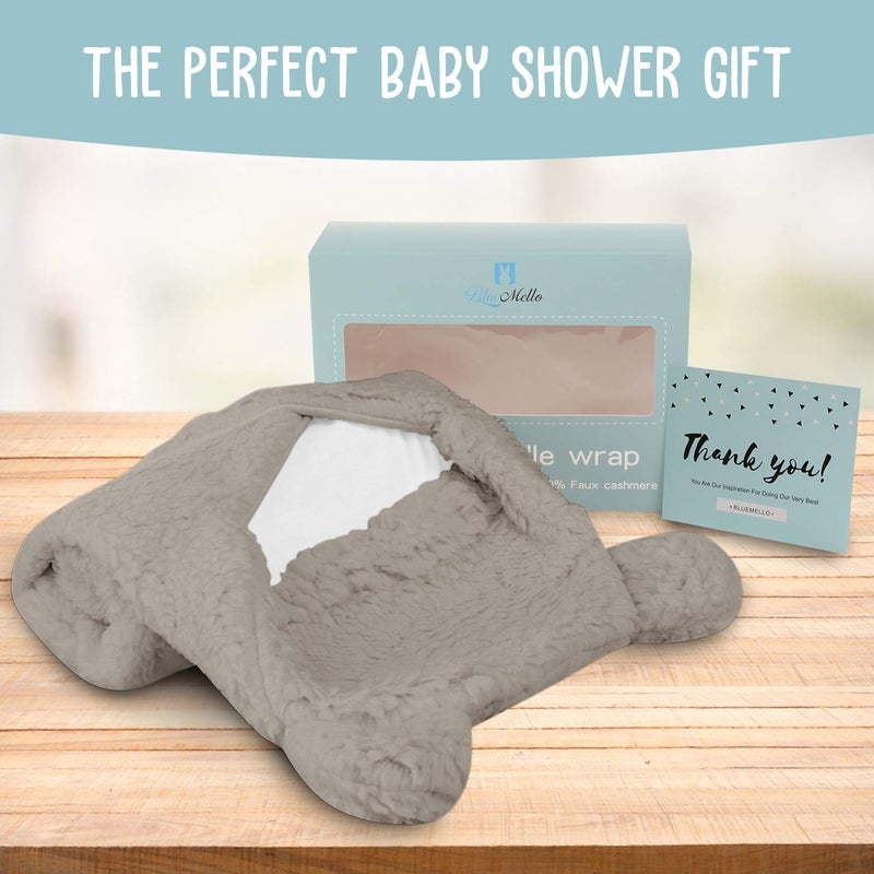 BlueMello Swaddle Blanket | Ultra-Soft Plush Essential for Infants 0-6 Months | Receiving Swaddling Wrap Grey | Ideal Newborn Registry and Toddler Boy Accessories | Perfect Baby Girl Shower Gift - Image 5