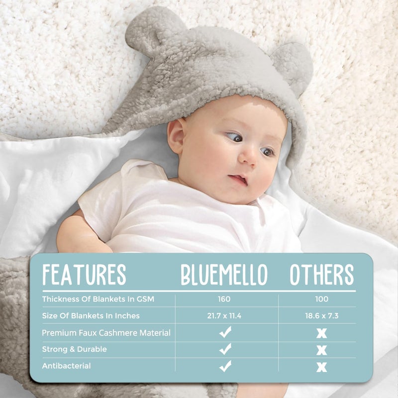 BlueMello Swaddle Blanket | Ultra-Soft Plush Essential for Infants 0-6 Months | Receiving Swaddling Wrap Grey | Ideal Newborn Registry and Toddler Boy Accessories | Perfect Baby Girl Shower Gift - Image 4