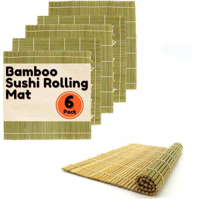 BambooMN 6x Green Bamboo Sushi Rolling Mat Set, Bulk Sushi Roller Mats 9.5", All Natural Bamboo - Image 4