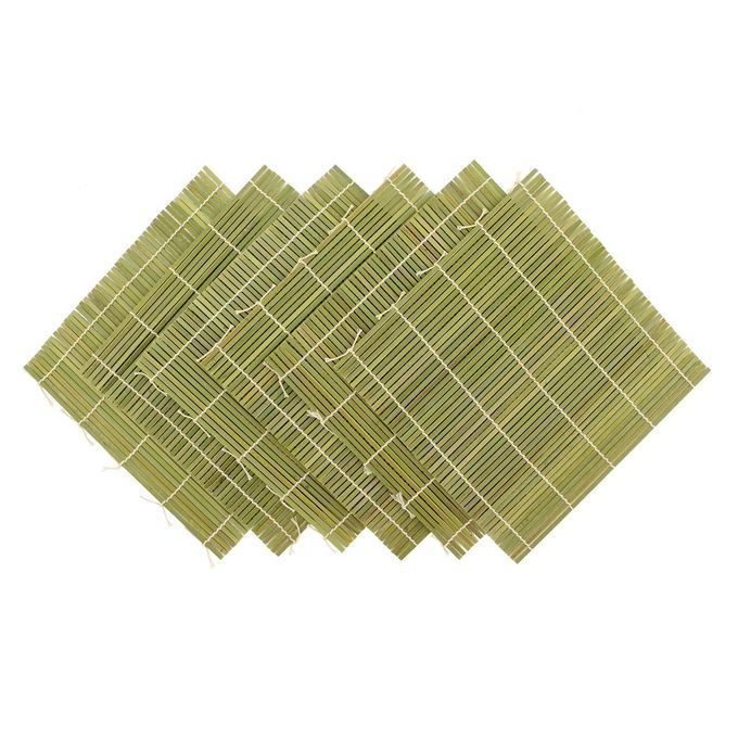 BambooMN 6x Green Bamboo Sushi Rolling Mat Set, Bulk Sushi Roller Mats 9.5", All Natural Bamboo - Image 5