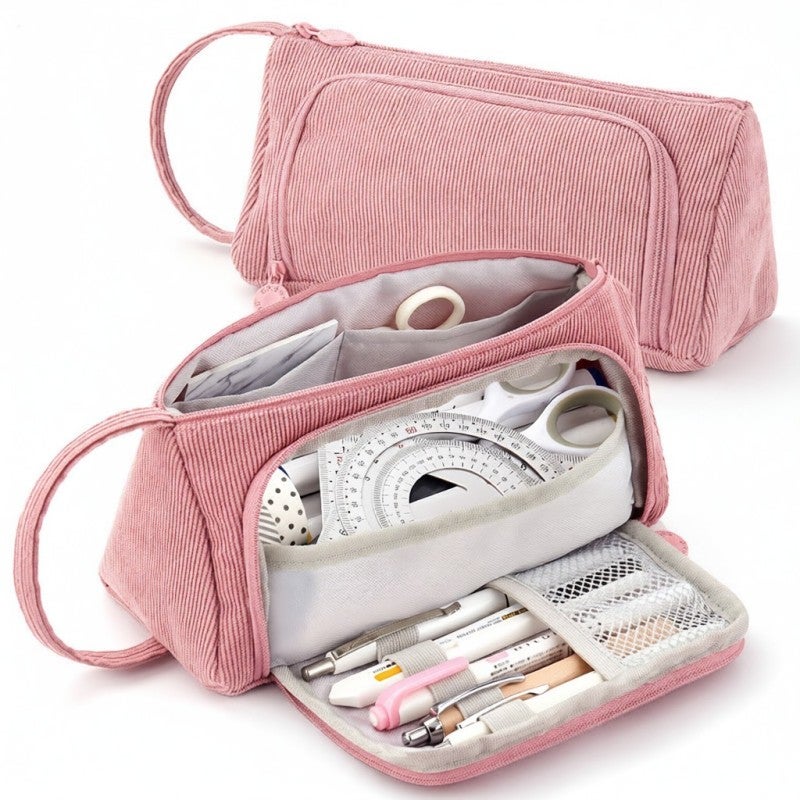 Pen bag corduroy large-capacity pencil case with Wrist Strap for students - Image 5