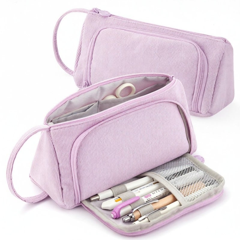 Pen bag corduroy large-capacity pencil case with Wrist Strap for students - Image 2