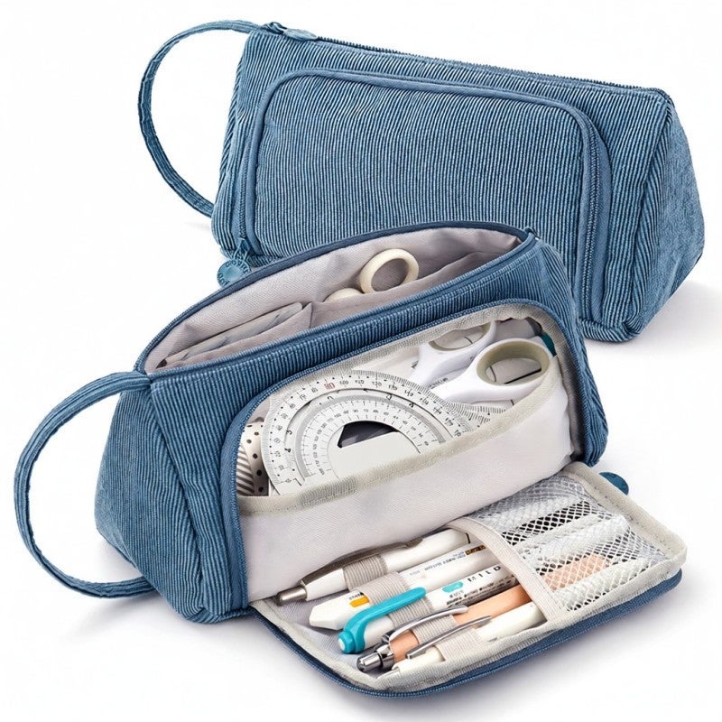 Pen bag corduroy large-capacity pencil case with Wrist Strap for students - Image 4