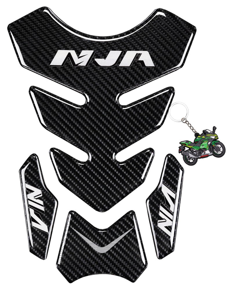 REVSOSTAR 5D Real Carbon Fiber Chrome Decal Sticker Vinyl Decal Emblem Protection Gas Tank Pad for NJ 250 300 All Series with Keychain - Image 3