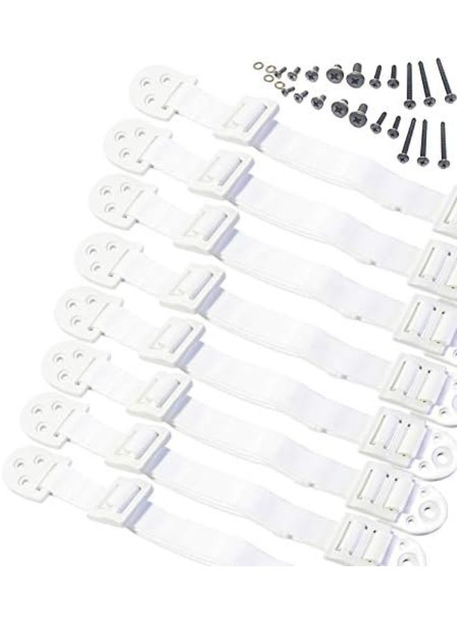 Boxiki Kids Adjustable Anti-Tip Furniture Anchors for Baby Proofing and Dresser Anchoring Kit. 8 PC Wall Anchors and Earthquake Straps. Baby Safety Kit and Home Safety Furniture Straps (White) - Image 1
