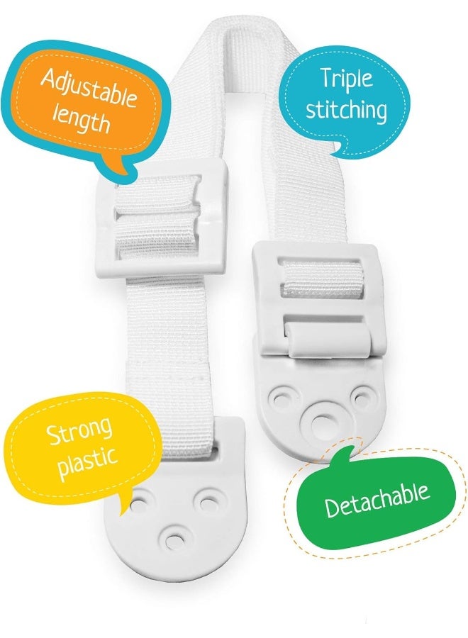 Boxiki Kids Adjustable Anti-Tip Furniture Anchors for Baby Proofing and Dresser Anchoring Kit. 8 PC Wall Anchors and Earthquake Straps. Baby Safety Kit and Home Safety Furniture Straps (White) - Image 5