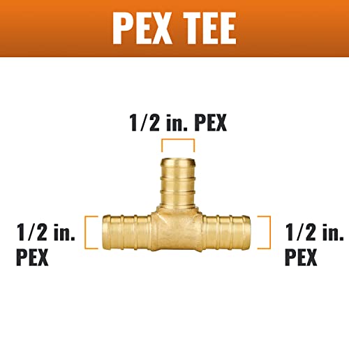 SUNGATOR 12-Pack 1/2" Pex Tee Fittings, Pex Fittings 1/2 Inch Tee, No Lead Brass, NSF, UPC Certified - Image 2
