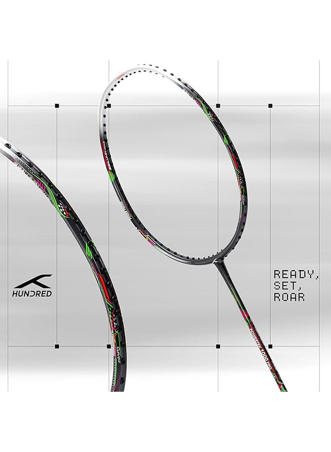 HUNDRED Powertek 1000 PRO Graphite Strung Badminton Racket with Full Racket Cover - Image 2