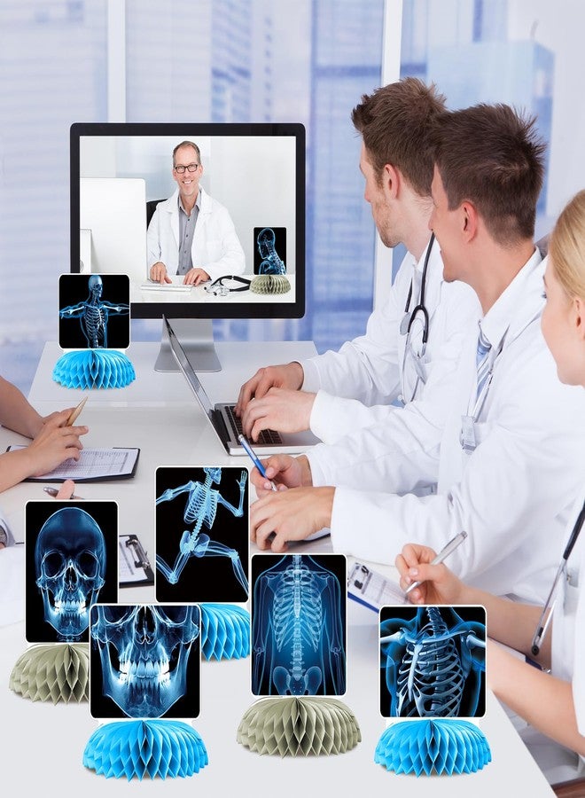 Ceonam 9 Pcs X-Ray Honeycomb Centerpieces, 3D Skeleton and Human Anatomy Tissue Paper Table Decorations with Skull, Hand, Spine, and More for Science Doctor Graduation, Clinic and Medical Party Supplies - Image 5