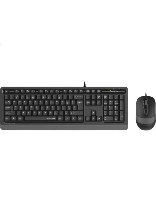 A4TECH A4Tech F1010Q 104-Key Wired Keyboard And Mouse Set, Quiet Office Laptop Desktop Computer Quiet Typing Membrane Keyboard And Mouse Set, Space Gray - Image 3