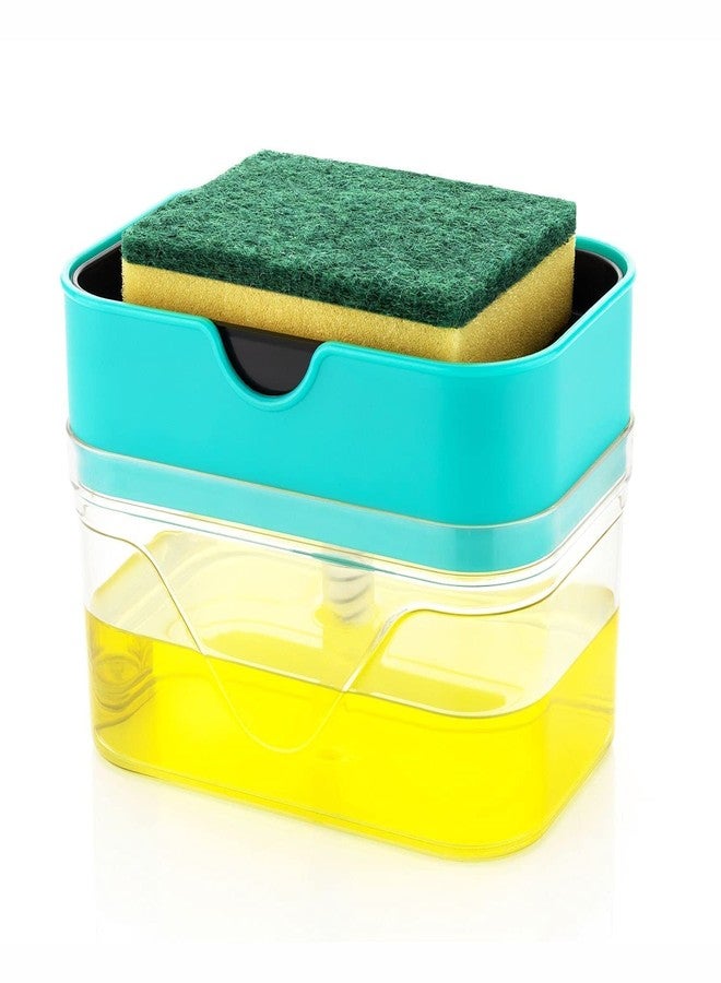 Damkint Kitchen Accessories Items Dispenser Soap Pump Sponge Holder Plastic Liquid Soap Dispenser Kitchen Set Cleaning Sink Dishwasher Liquid, Gel, Shampoo, Soap Dispenser - Image 1