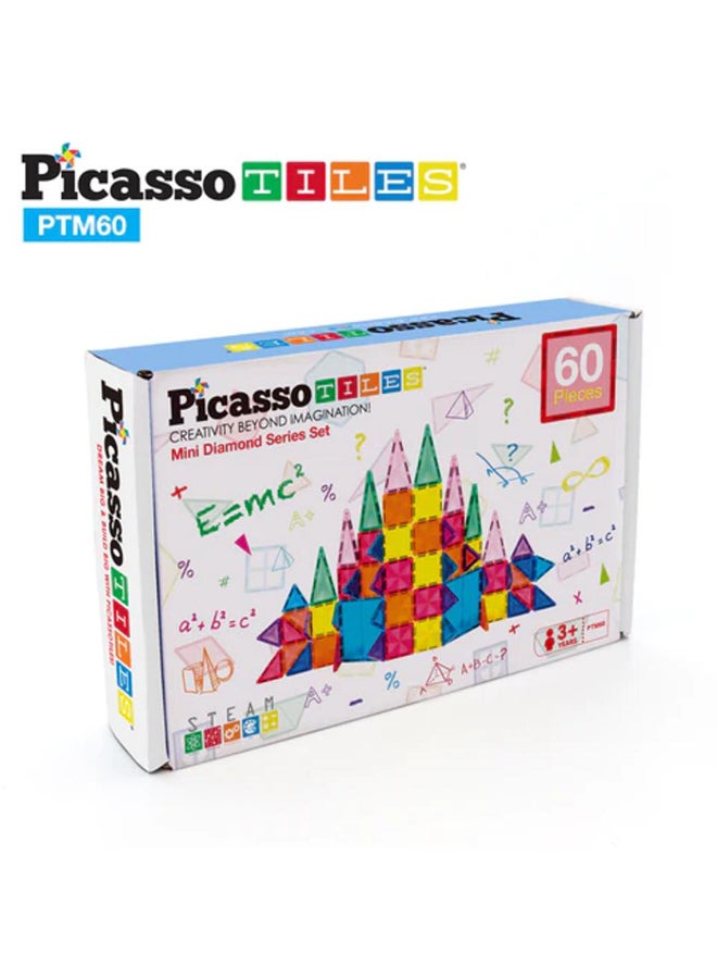 PicassoTiles Magnetic Mini Diamond Buildng 60 Pieces Sensory Toys for Kids 3+ Years - Image 1