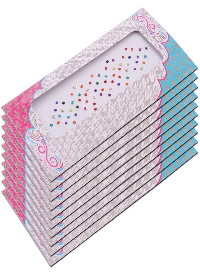 VAMA Rhinestone Multi Color Crystal Stone Bindi kumkum Sticker Diamond Cut Kundan Multicolour bindiya Bindis Set for Women (10 Cards) (Small Multicolour Bindi 2.5mm) - Image 1