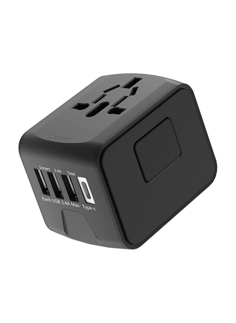 Universal Travel Adapter, All-in-one Travel Wall Charger Converter, International Power Adapter with Smart High Speed 2.4A 4 USB Ports - Image 1