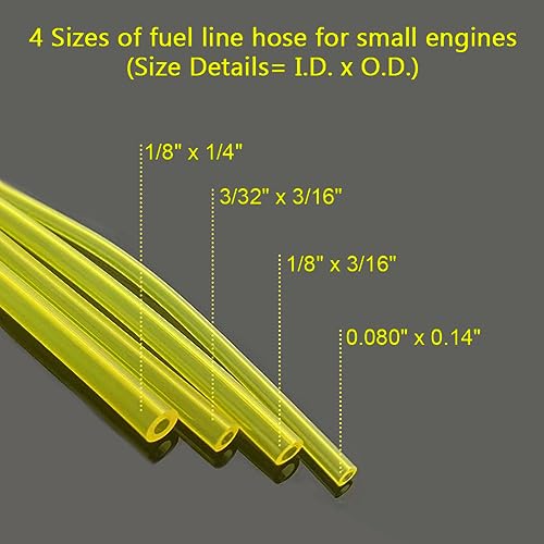 HUZTL Fuel Line Hose Kit 3/32" x 3/16" 1/8" x 3/16" 1/8" x 1/4" .080" x .140" for Poulan Craftman Chainsaw String Trimmer Blower Small Engine Fuel Hose (2 feet each) - Image 2