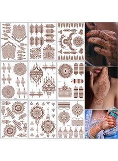 9-Piece Henna Hand Waterproof Temporary Semi-Permanent Stickers For Body Arm Hand Festival Show Party Makeup