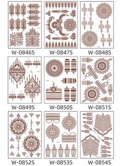 Depend 9-Piece Henna Hand Waterproof Temporary Semi-Permanent Stickers For Body Arm Hand Festival Show Party Makeup  - Image 2