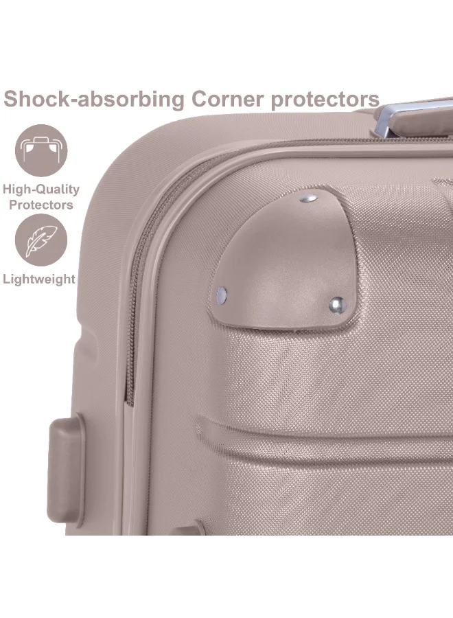 Senator Khaki Hard Case Travel Bag Trolley Luggage Set of 4 ABS Lightweight Suitcase with 4 Spinner Wheels A1012 Khaki  | Best Price UAE