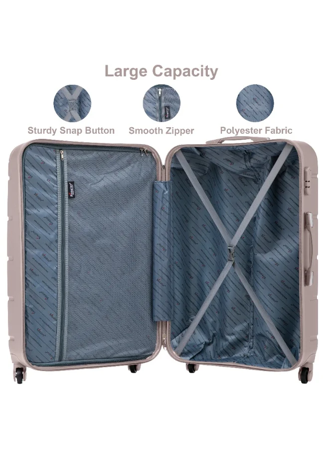 Senator Khaki Hard Case Travel Bag Trolley Luggage Set of 4 ABS Lightweight Suitcase with 4 Spinner Wheels A1012 Khaki  | Best Price UAE