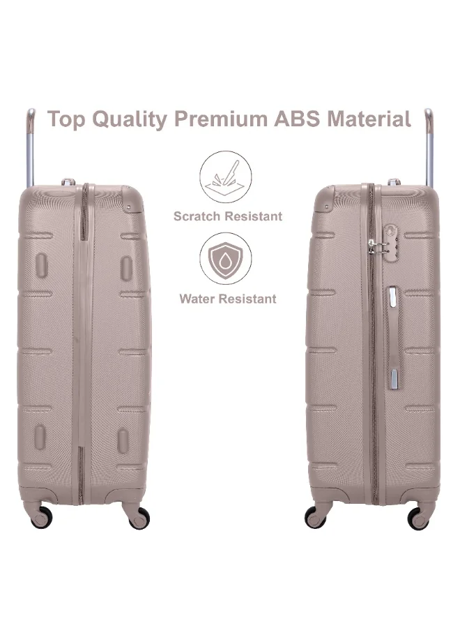 Senator Khaki Hard Case Travel Bag Trolley Luggage Set of 4 ABS Lightweight Suitcase with 4 Spinner Wheels A1012 Khaki  | Best Price UAE