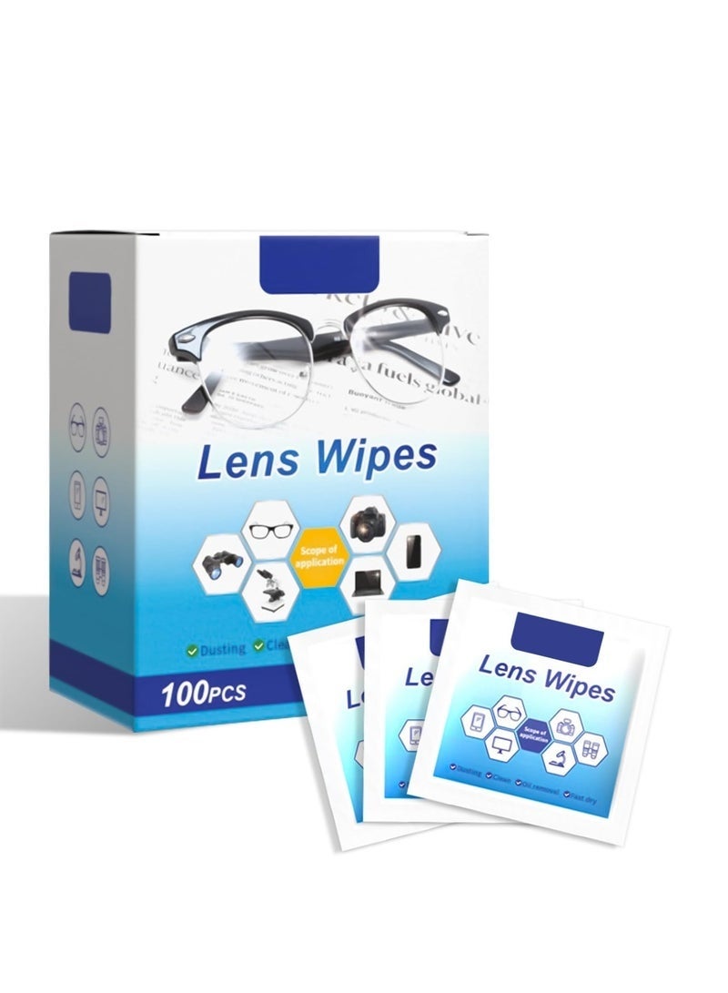 Bukela Eyeglass Lens Cleaning Wipes for Camera Lenses, Sunglasses, Goggles Pre-Moistened Lens Cleaning Wipes 100 Count, Safe and Fast Drying Eyeglass and Screen Cleaner, Individually Wrapped - Image 1