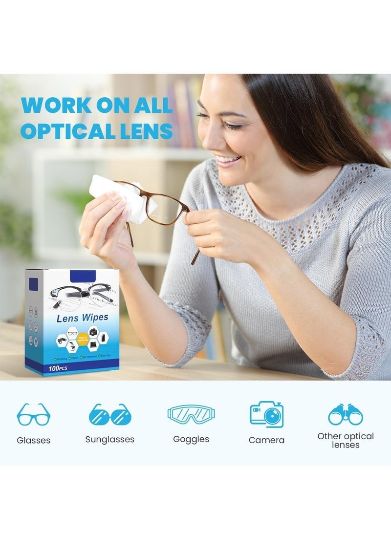 Bukela Eyeglass Lens Cleaning Wipes for Camera Lenses, Sunglasses, Goggles Pre-Moistened Lens Cleaning Wipes 100 Count, Safe and Fast Drying Eyeglass and Screen Cleaner, Individually Wrapped - Image 2