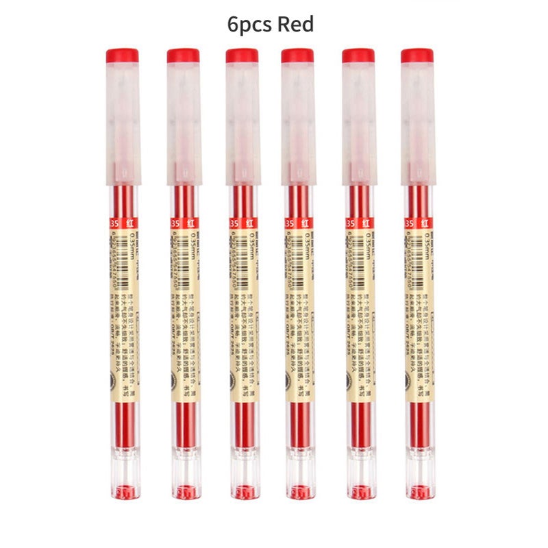 Gel Pens 6pcs Red 0.35mm Tip Quick Dry Smooth Writing Gel Ink Pen - Comfortable High-Quality Plastic Shell Gel Pen for Students Teachers Office Workers Daily Writing Note Taking - Image 2