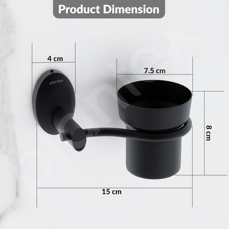 Plantex 304 Grade Stainless Steel Tumbler Holder/Tooth Brush Holder for/Bathroom Accessories - Oreva (Black) - Image 3