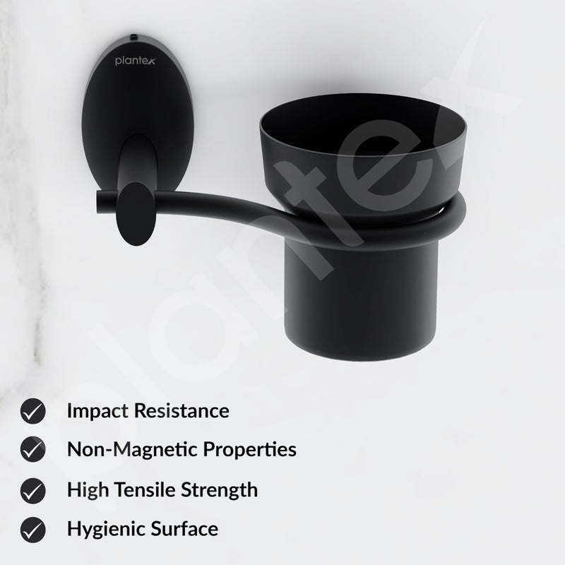 Plantex 304 Grade Stainless Steel Tumbler Holder/Tooth Brush Holder for/Bathroom Accessories - Oreva (Black) - Image 2