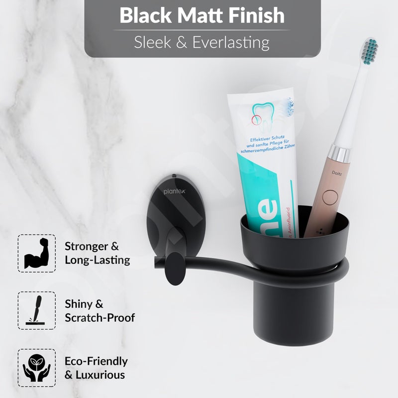 Plantex 304 Grade Stainless Steel Tumbler Holder/Tooth Brush Holder for/Bathroom Accessories - Oreva (Black) - Image 5