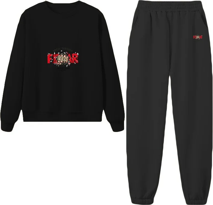دوغ فش Tracksuit Break Printed Plus Size Bottom Top Set