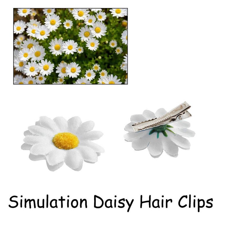 Backgarden [12 Packed] Women Sweet Daisy Hairpin Side Bridesmaid Hair Clip Beach Wedding Flower Hair Accessory - Image 2