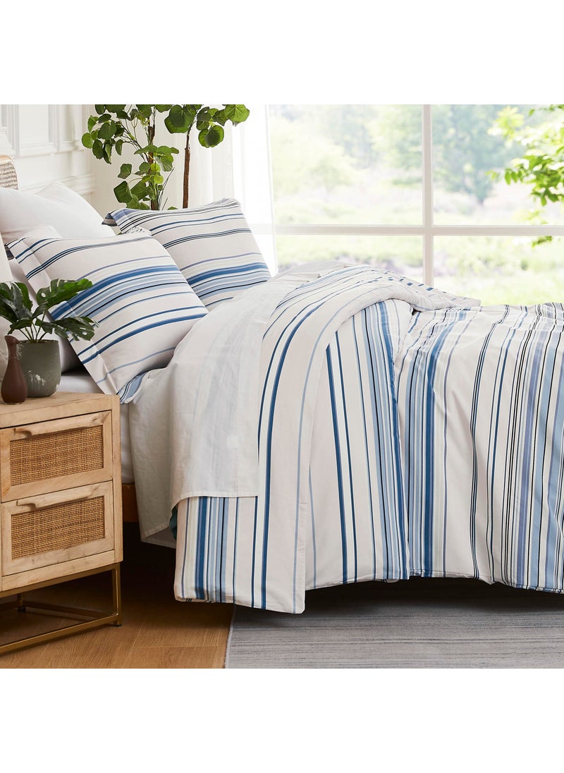 Southshore Fine Living, Inc. Southshore Fine Living Inc 3Piece Queen Comforter Set Down Alternative Blue Comforter Full Size with 2 Pillow Shams Microfiber Bedding Set Full or Queen Bed Coastal Stripes Blue 