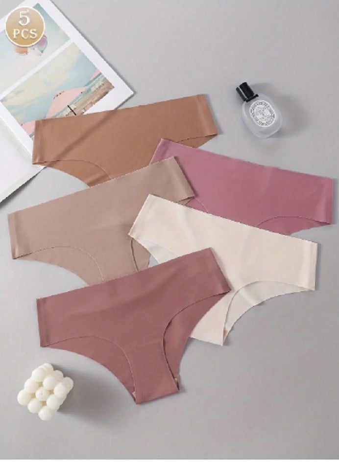 Shein 5pcs/Pack Women's Solid Colored Microfiber Breathable Comfortable  Triangle Panties - Image 1