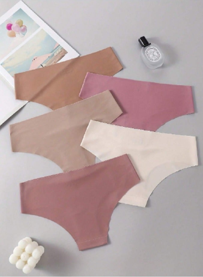 Shein 5pcs/Pack Women's Solid Colored Microfiber Breathable Comfortable  Triangle Panties - Image 2