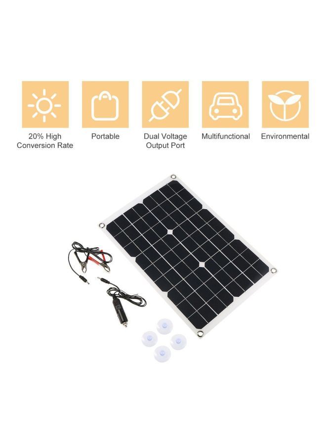 Loquat Solar Power Charging Panel With Car Charger Black 420x280mm - Image 2