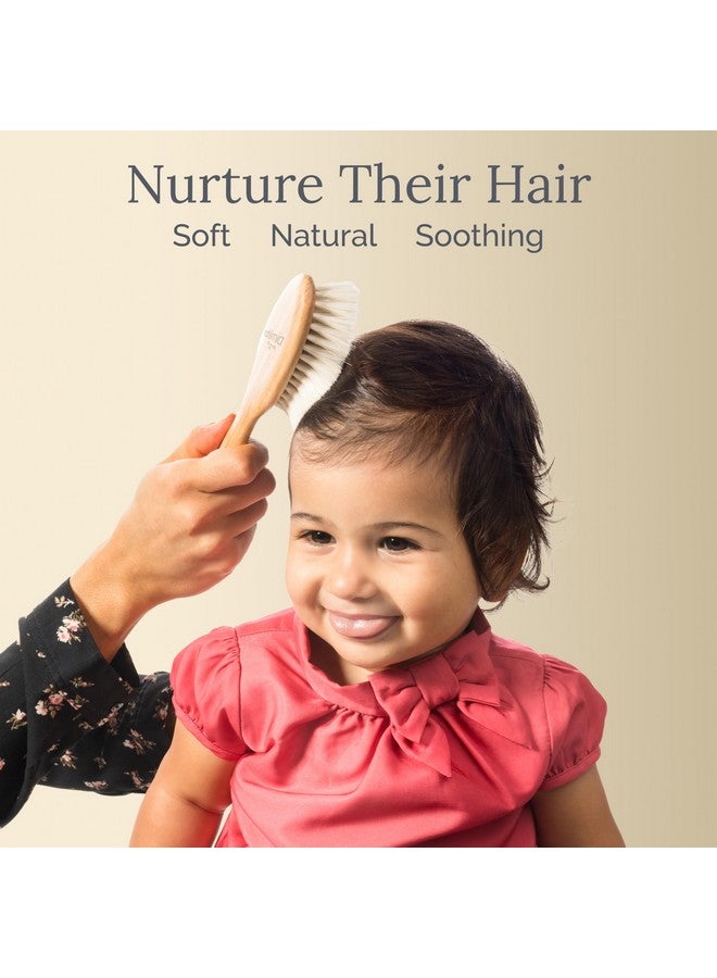 Natemia Natemia Wooden Baby Hair Brush | Natural Soft Bristles for Newborns & Toddlers | Gentle Cradle Cap Care | Ideal Baby Registry Gift - Image 1