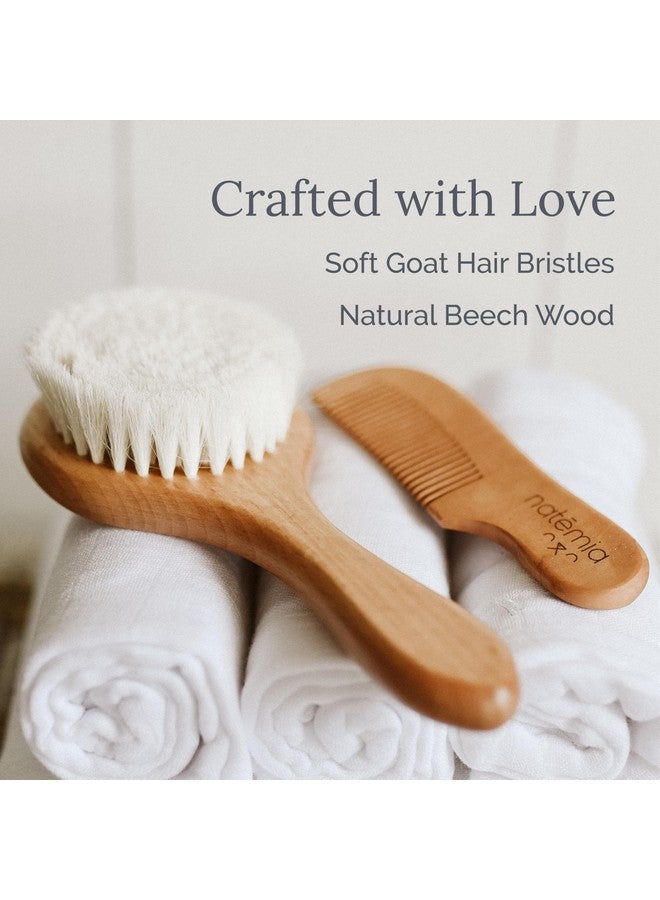 Natemia Natemia Wooden Baby Hair Brush | Natural Soft Bristles for Newborns & Toddlers | Gentle Cradle Cap Care | Ideal Baby Registry Gift - Image 2