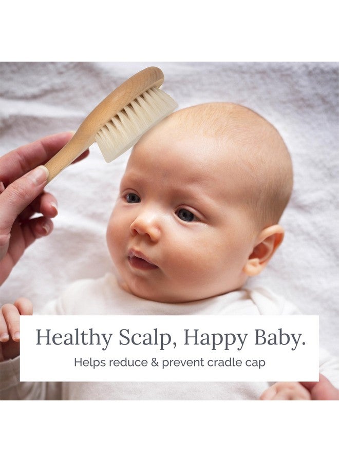 Natemia Natemia Wooden Baby Hair Brush | Natural Soft Bristles for Newborns & Toddlers | Gentle Cradle Cap Care | Ideal Baby Registry Gift - Image 3