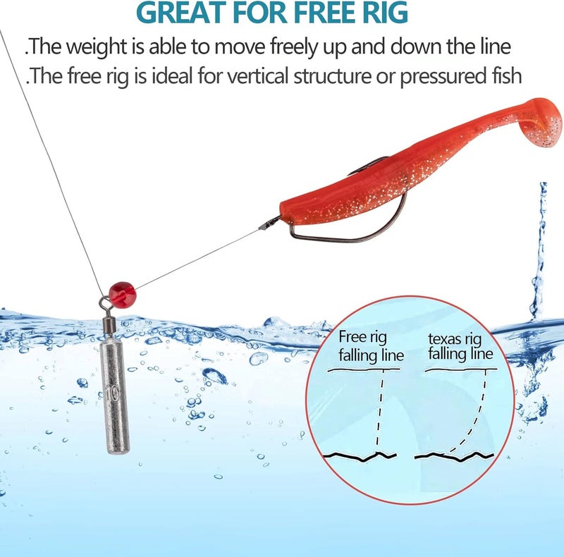 THKFISH Fishing Weights Sinkers Set, 60PCS Fishing Sinker Drop Shot Weights Kit,Drop Shot Rig Wacky Hooks for Saltwater Freshwater Bass Fishing - Image 2