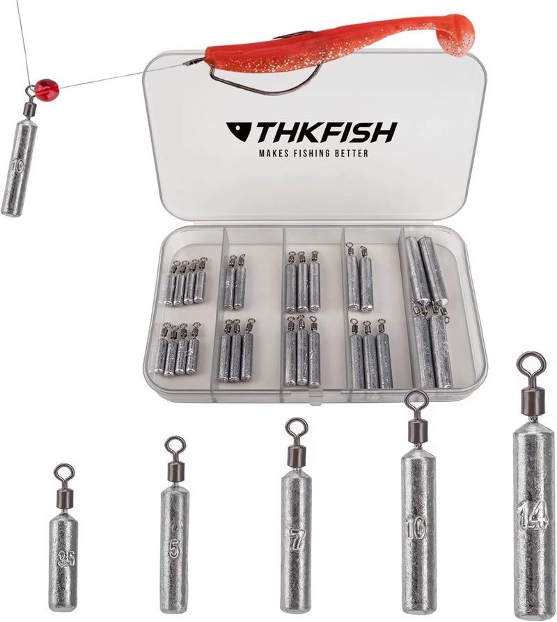 THKFISH Fishing Weights Sinkers Set, 60PCS Fishing Sinker Drop Shot Weights Kit,Drop Shot Rig Wacky Hooks for Saltwater Freshwater Bass Fishing - Image 1