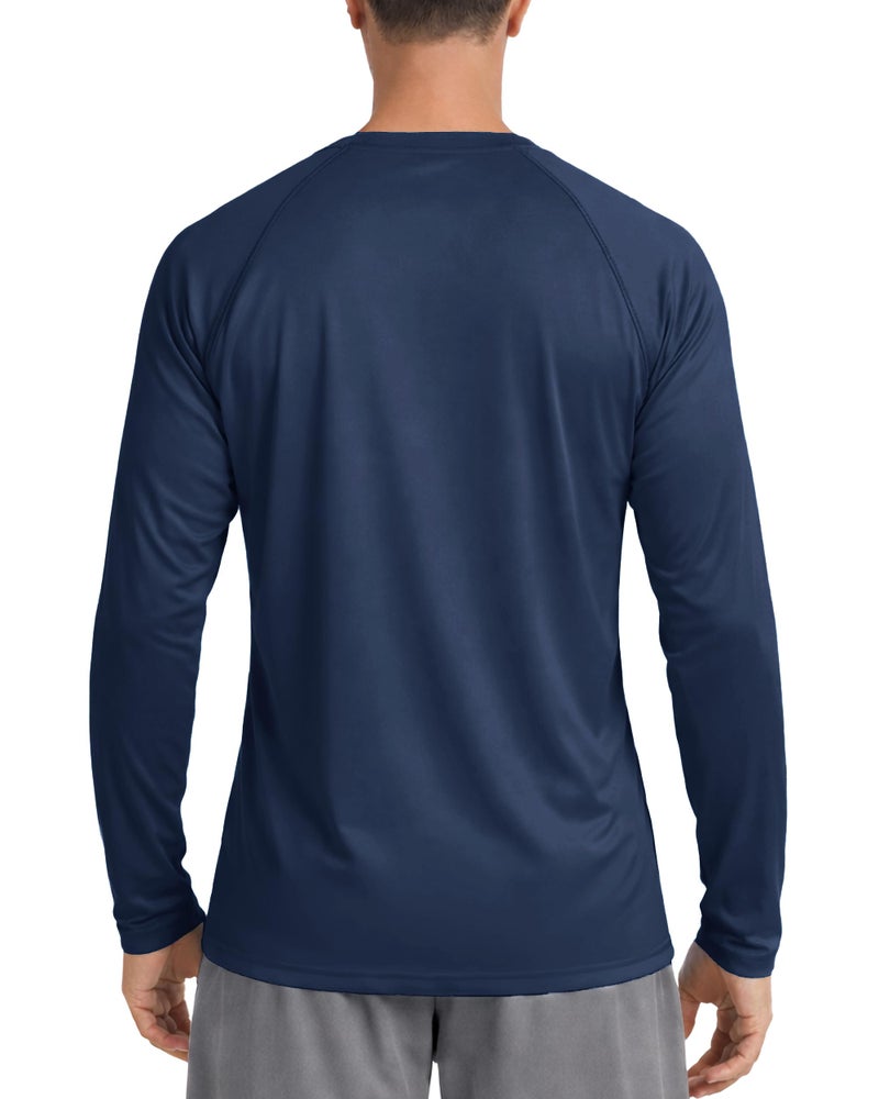 Boladeci Sun Shirts for Men Rash Guard UPF 50 UV Protection Sun Shirts Long Sleeve Clothing Workout Swim Mens Tee Navy Blue L Surf - Image 2