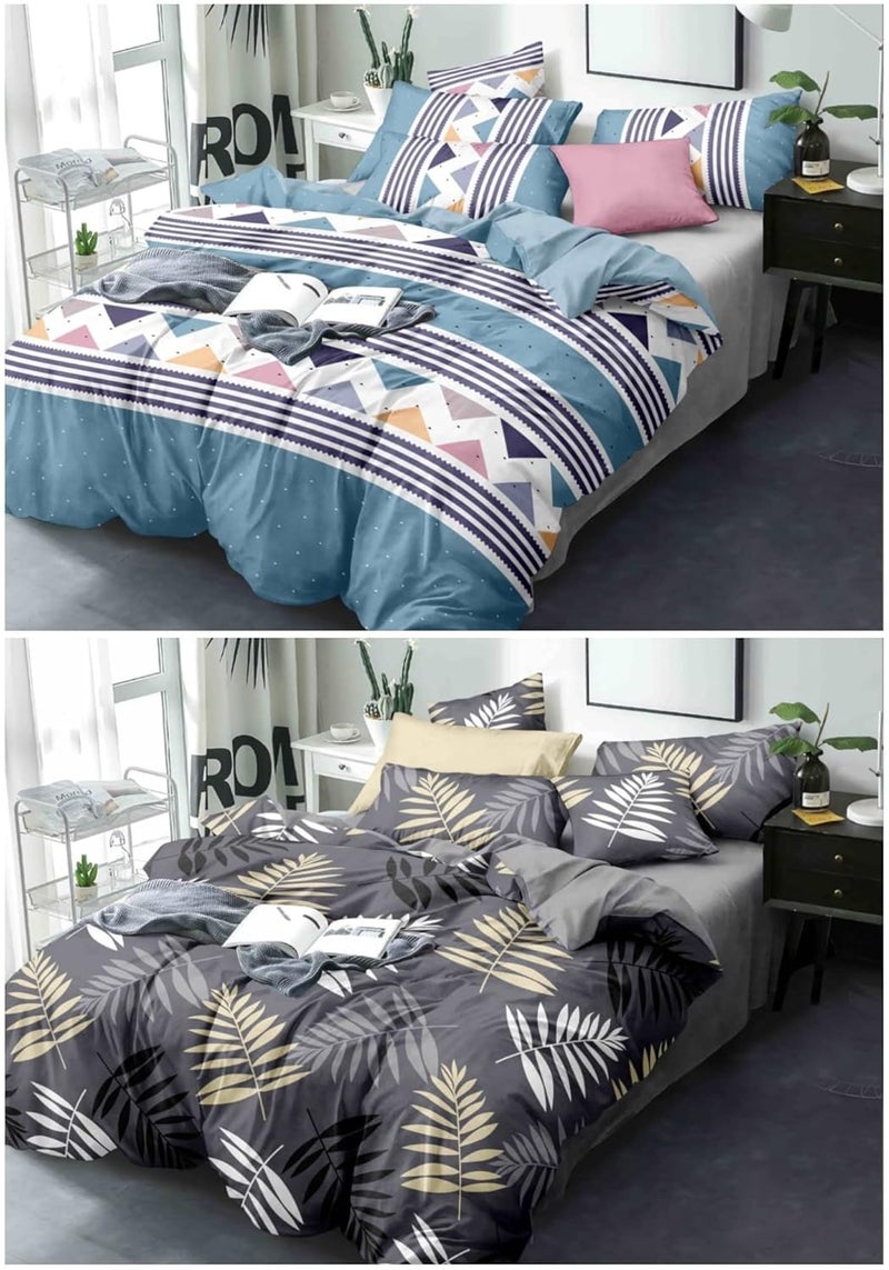 CHHILAKIYA CHHILAKIYA 6D Microfiber Polycotton King Size Floral Pack of 2 Double Bedsheet with 4 Pillow Covers Multicolour 