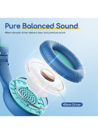 EarFun Kids Headphones with Mic, Wired Headphones Kids 85/94dB Volume Limit, Sharing Function, Stereo Sound Adjustable Headband Children Headphone for School/Travel/Phone/Tablet - view 2