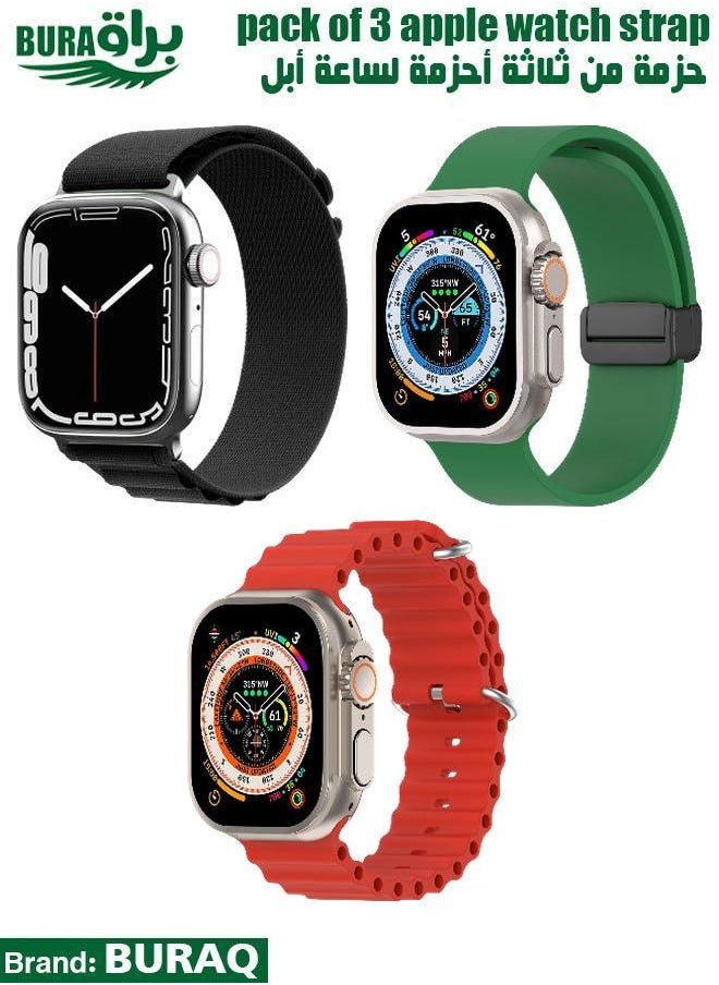 BURAQ - Apple Watch Band Strap For Apple Watch Ultra 2/Ultra 49mm, Series 10 46mm, 9/8/7 45mm, SE2/SE/6/5/4 44mm, 3/2/1 42mm - Image 1