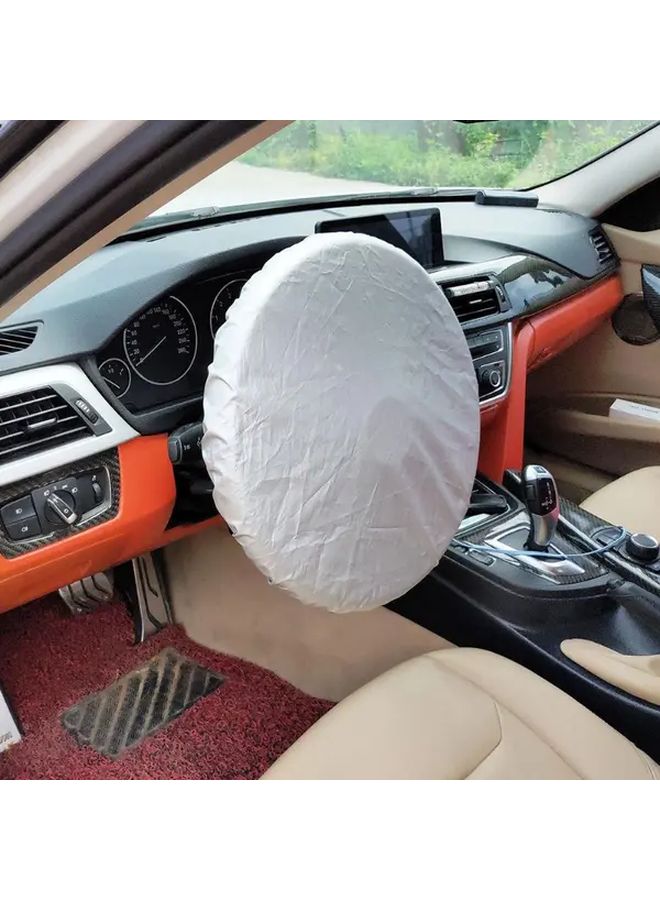 1pc Fit Car Sunshade Cover Nylon Windshield Sunscreen White Color Silvery Coated Cloth Front Window Insulation Buckle Closure Side Protection Vehicle Heat Reduction Polyamide Fabric - Image 1