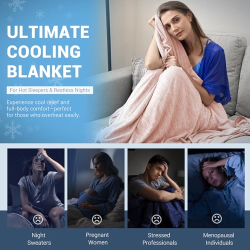 Elegear Revolutionary Cooling Blanket Queen Absorbs Heat to Keep Body Cool for Night Sweats, Arc-Chill 3.0 Cool Fiber Q-Max>0.5 for Hot Sleepers, Lightweight Summer Cold Blankets for Sleeping, Pink - Image 4