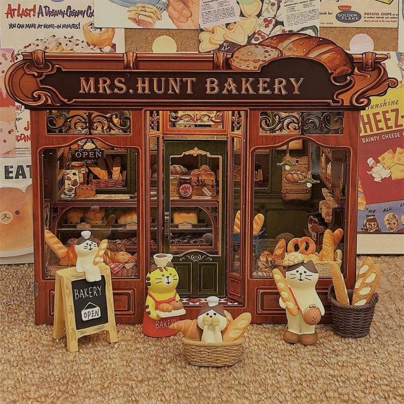 CUTEBEE Book Nook Kit - DIY Miniature House Bakery Dessert Shop Dollhouse Kit for Adults, Booknook Tiny House Bookshelf Decor 3D Wooden Puzzle, Gifts for Family, Friends (Mrs.Hunt Bakery) - Image 5