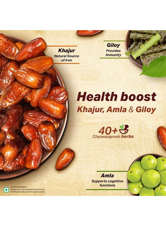 Dabur دابور خجوربراش - 900غ | 3X عمل المناعة | يدعم مستويات الهيموجلوبين الصحية | يساعد في مكافحة نقص الحديد | 40+ أعشاب شياوانبراش | مصدر طبيعي للحديد | فوائد الخجور والجيلو - Image 4