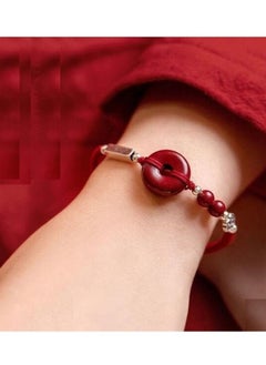 Natural red gemstone bracelets , cinnabar stone - 19 cm